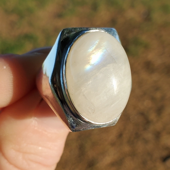 New Men's Rainbow Moonstone 925 Silver Ring. - Picture 2 of 16